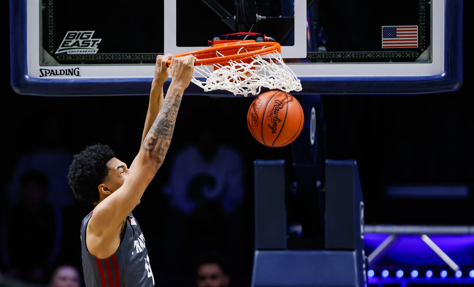 Princeton's Kam Mercer dunks the ball during their basketball game against Lakota West Friday, Feb. 6, 2026 at Xavier University's Cintas Center. Lakota West defeated Princeton 58-53. NICK GRAHAM/STAFF