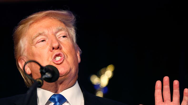 Republican presidential candidate Donald Trump speaks at a campaign rally in Manchester, N.H., Thursday, Aug. 25, 2016. (AP Photo/Gerald Herbert)