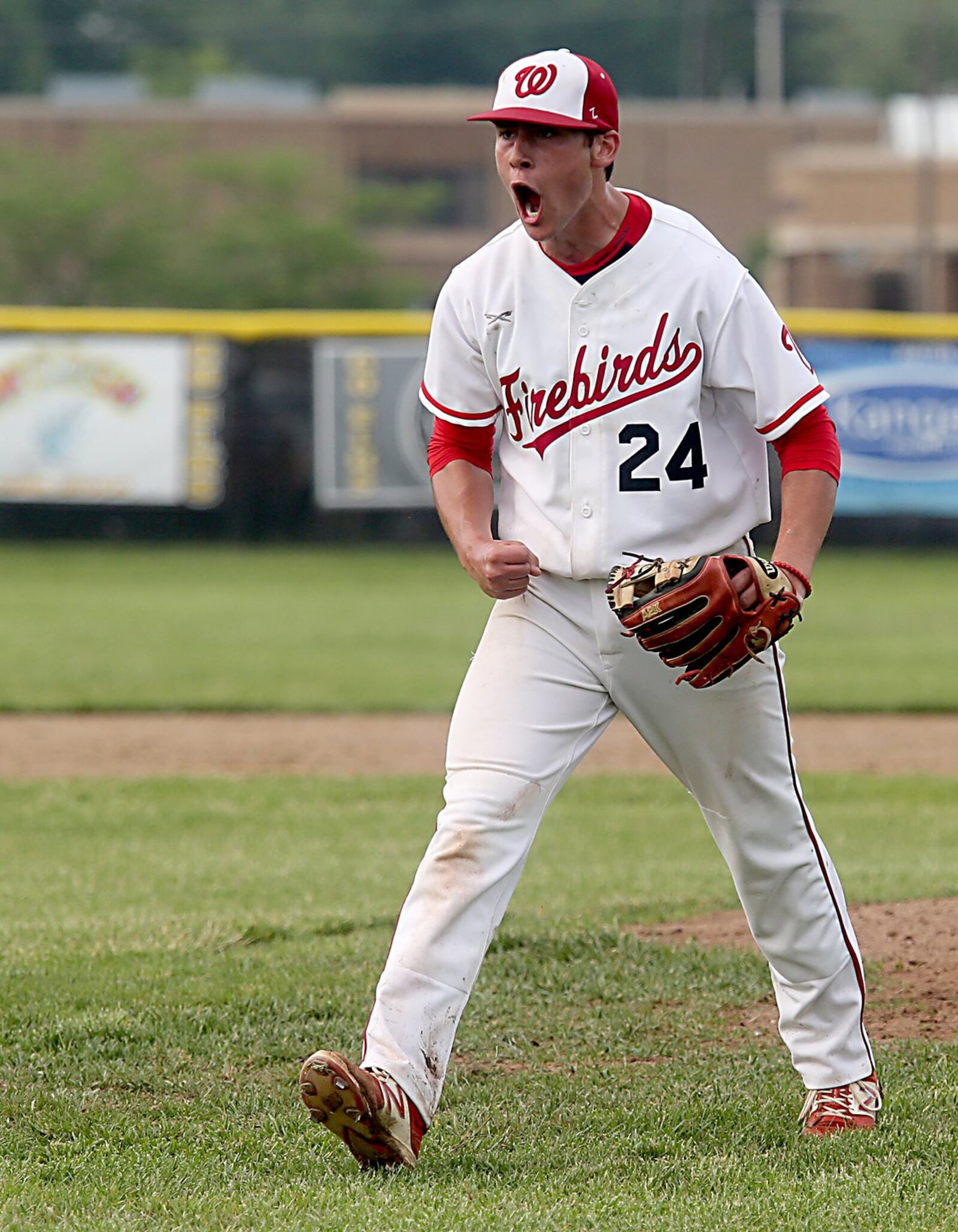 Lakota West pitcher Michael Medley reacts after notching a strikeout to end Saturday’s Division I district final against Springboro at Centerville. CONTRIBUTED PHOTO BY E.L. HUBBARD