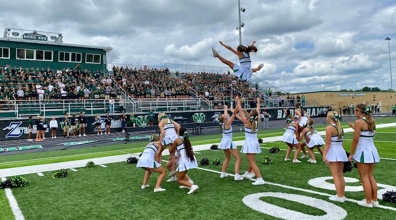 Badin High School’s held its first official tour and pep rally Friday in its new $15 million stadium, the first on-campus athletic facility in the school’s 60-year history. (Photo By Michael D. Clark/Journal-News)