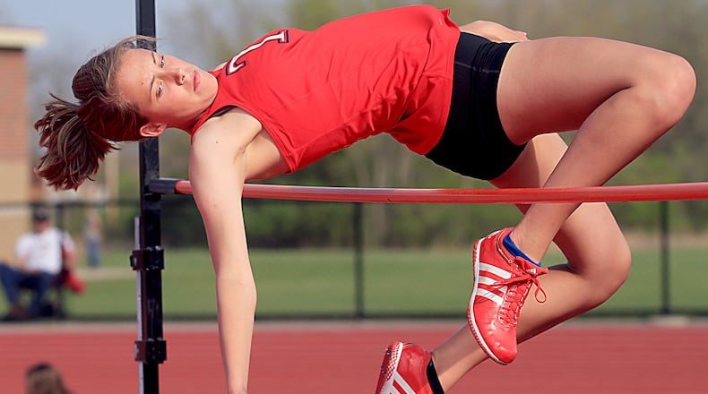 Talawanda’s Valerie Green competes in the high jump during the sixth annual Dale Plank Invitational in Oxford on April 19, 2016. CONTRIBUTED PHOTO BY E.L. HUBBARD