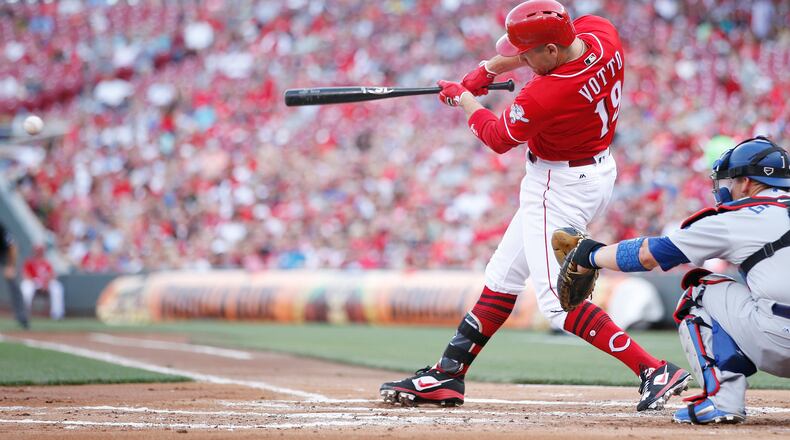 Joey Votto of the Reds frequently puts the bat on the ball,  and often sends it over fences. With 21 home runs, he's pushing for his first trip to the All-Star Game since 2013.