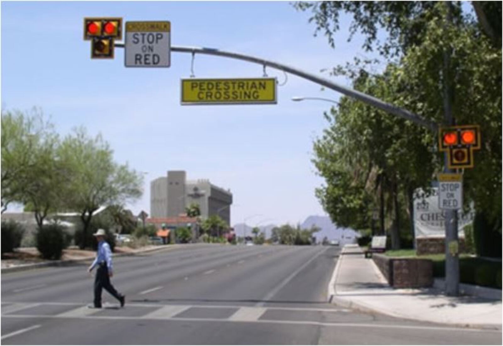This is a HAWK (High intensity Activated crossWalK) crosswalk, which offers greater safety for pedestrians, but less interruption for drivers than a regular traffic signal. One will be installed on Eaton Avenue, where the Beltline biking/walking path will cross, near the Flub's Dariette. PROVIDED