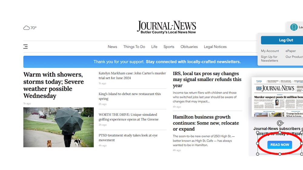 Find a quick link to the daily ePaper located on the homepage of our website.