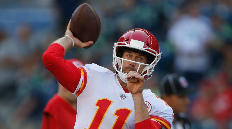 SEATTLE, WA - AUGUST 25:  Quarterback Alex Smith #11 of the Kansas City Chiefs warms up prior to the game against the Seattle Seahawks at CenturyLink Field on August 25, 2017 in Seattle, Washington.  (Photo by Otto Greule Jr/Getty Images)