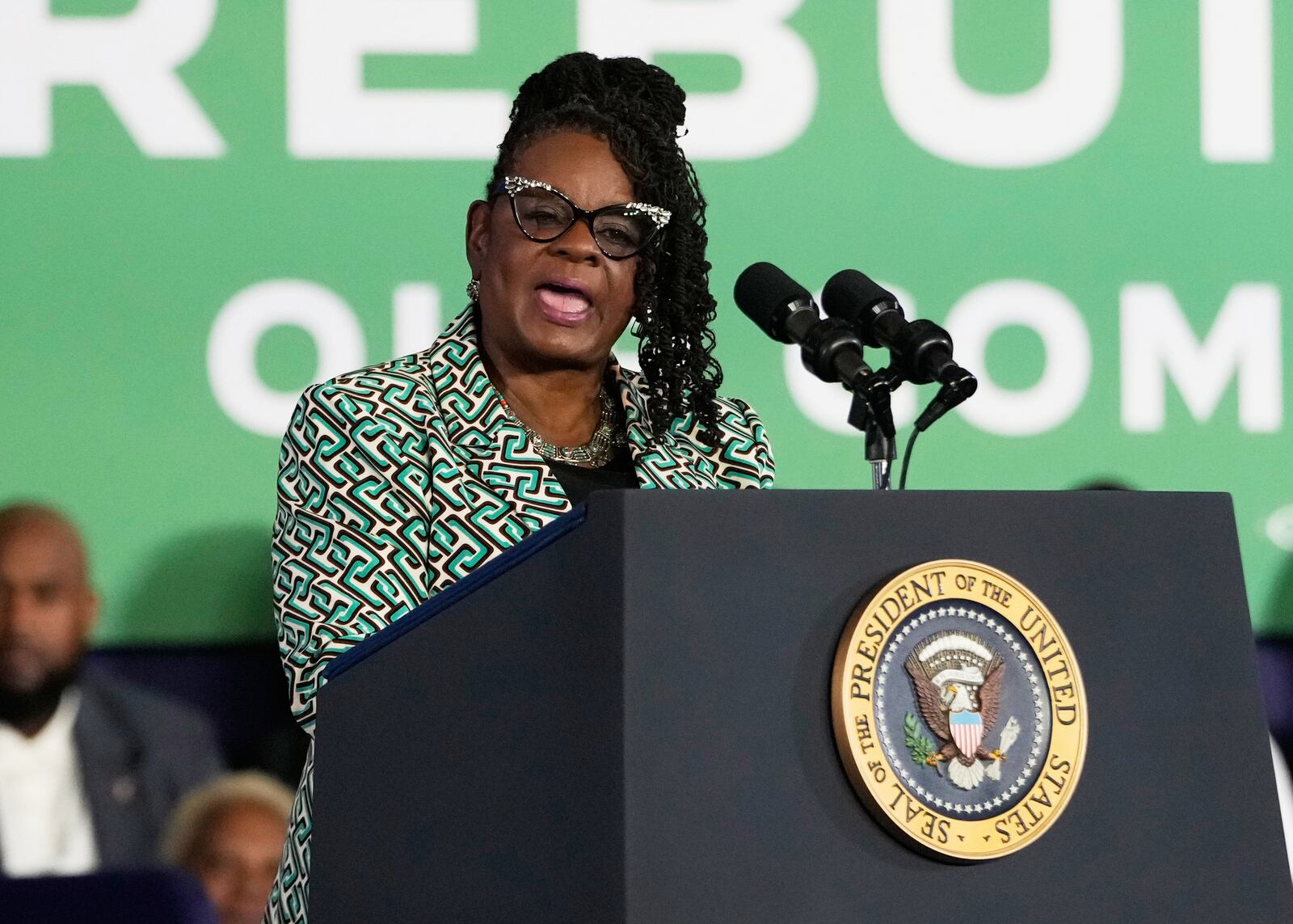 FILE - Rep. Gwen Moore, D-Wis., speaks at the Pieper-Hillside Boys & Girls Club, March 13, 2024, in Milwaukee. (AP Photo/Jacquelyn Martin, File)