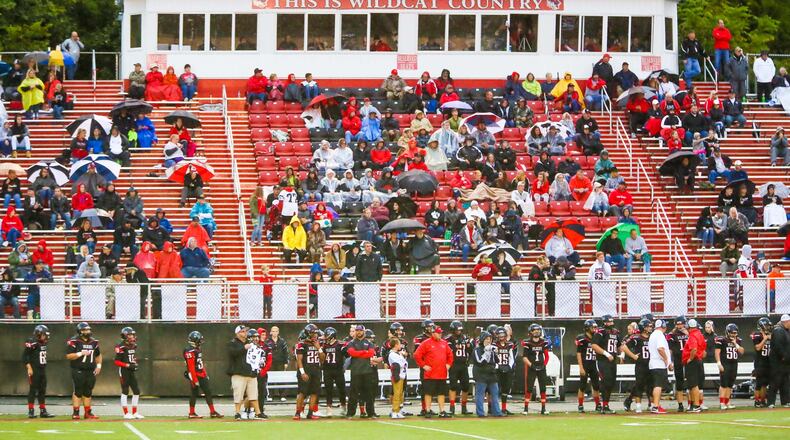 Franklin hosted Edgewood for a football game at Atrium Stadium in Franklin Community Park in this 2017 file photo. The city of Franklin and the Franklin City Schools are finalizing an agreement to work together on a joint parks master plan. FILE PHOTO