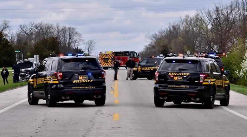 Several Butler County police agencies are experiencing an uptick in domestic violence and dispute calls in the midst of the coronavirus pandemic. The Butler County Sheriff’s Office responded to a two-vehicle crash in April 2020 at Germantown and Keister roads in Madison Twp. NICK GRAHAM/STAFF