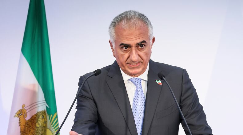 FILE - Reza Pahlavi, the son of Iran's toppled Shah Mohammad Reza Pahlavi, speaks during a news conference, June 23, 2025 in Paris. (AP Photo/Thomas Padilla, File)