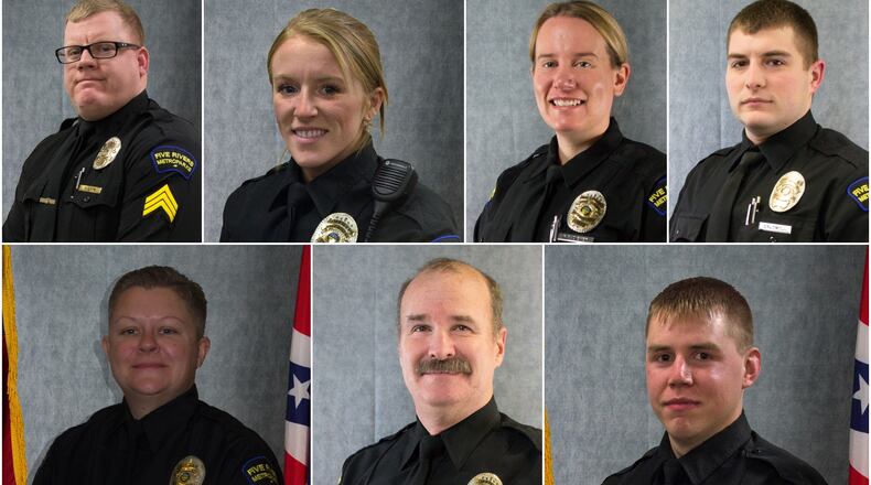 Ohio Parks and Recreation Association’s has named (top left to right) Sgt. Eric Lane and rangers Elyzabeth McDonald, Rebecca Dieker,  Kyl Caldwell, Amanda Chiles,  Scott Janicki and Cory Reis  Professionals of the Year for efforts during the Oregon District mass shooting.