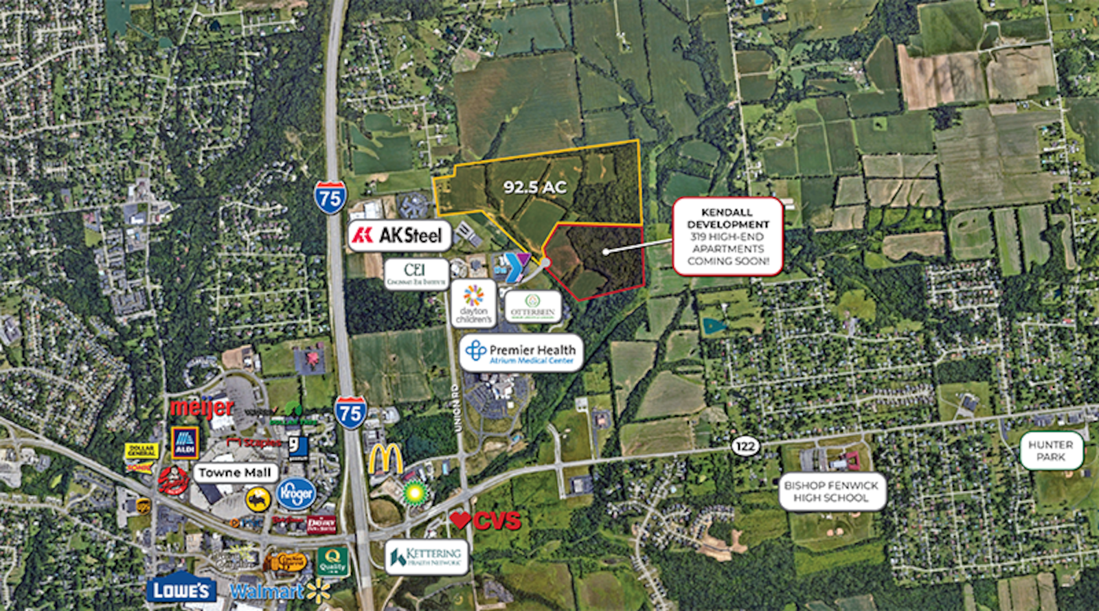 319 high-end apartments are planned in Middletown on the east side of I-75 in Warren County. PROVIDED