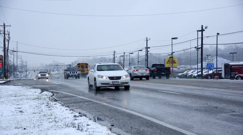 A new water main pipe underneath Ohio 4, from Nilles Road to Bypass Ohio 4, is slated to begin in the spring of 2017. Work on what is expected to be a $3 million project is expected to last around six months. Pictured is Ohio 4 traffic in front of Jungle Jim’s International Market, an area that would be affected by the construction. MICHAEL D. PITMAN/STAFF