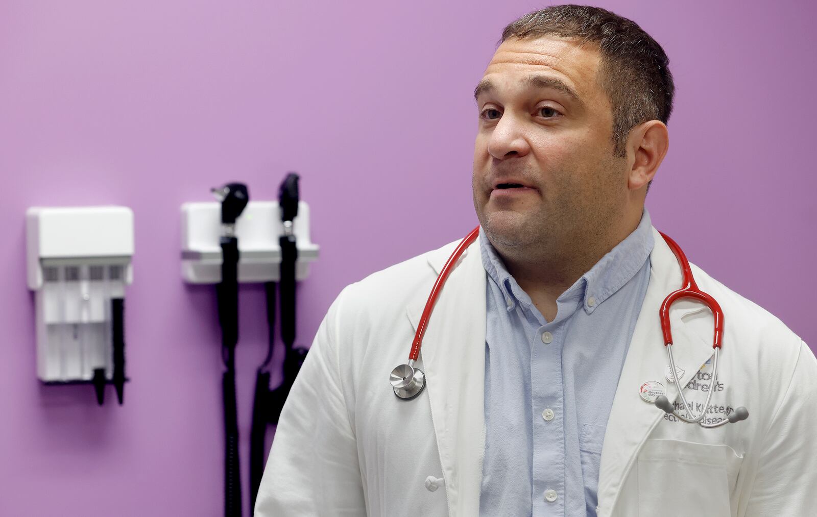 Dr. Michael Klatte, chief of the infectious diseases division at Dayton Children's, talks Thursday, March 27, 2025 about the importance of childhood immunizations. MARSHALL GORBY\STAFF