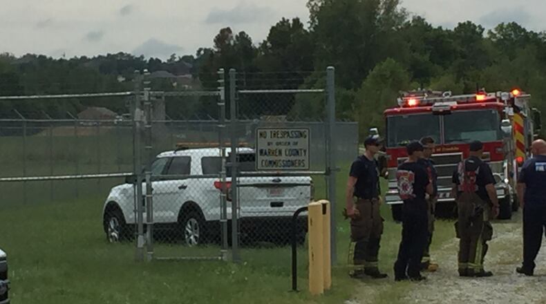 Emergency crews at the Warren County Water Department’s wellfield on Franklin Trenton Road.