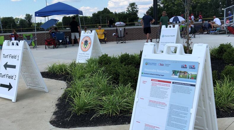 Baseball teams in a national tournament were playing at the Warren County Sports Park at Union Village Friday. The operators, the Warren County Convention & Visitors Bureau, have filed a lawsuit claiming state COVID-19 regulations had cost them millions in revenue from tournaments that had gone elsewhere.