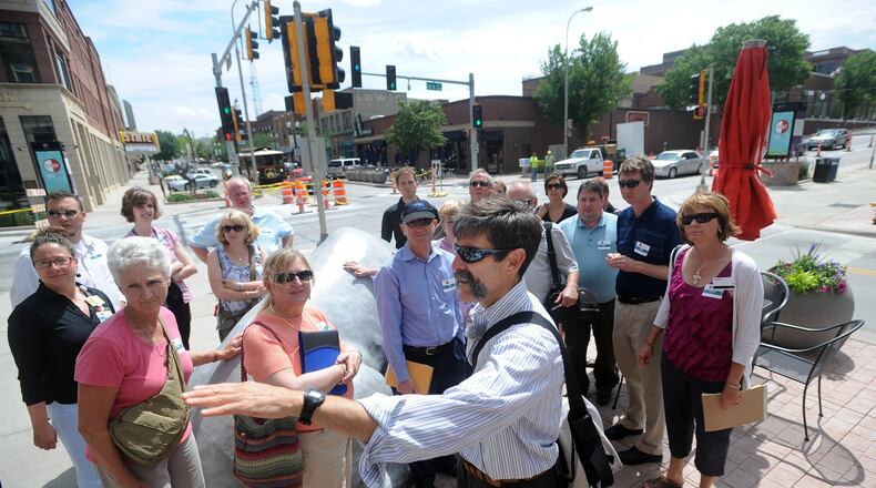 Mark Fenton leads a walk audit in Sioux Falls, S.D. several years ago. He will be in Oxford Sept. 25-27 and will lead a similar walk here. CONTRIBUTED