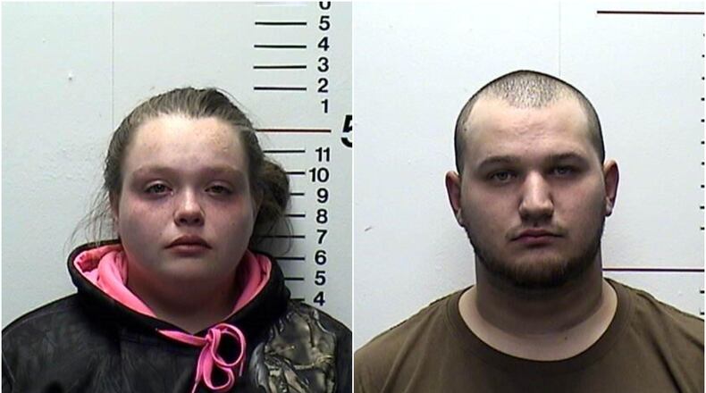 Cassandra Tincher (left) and Justin Newcomb (right) are both charged with burglary and child endangering.