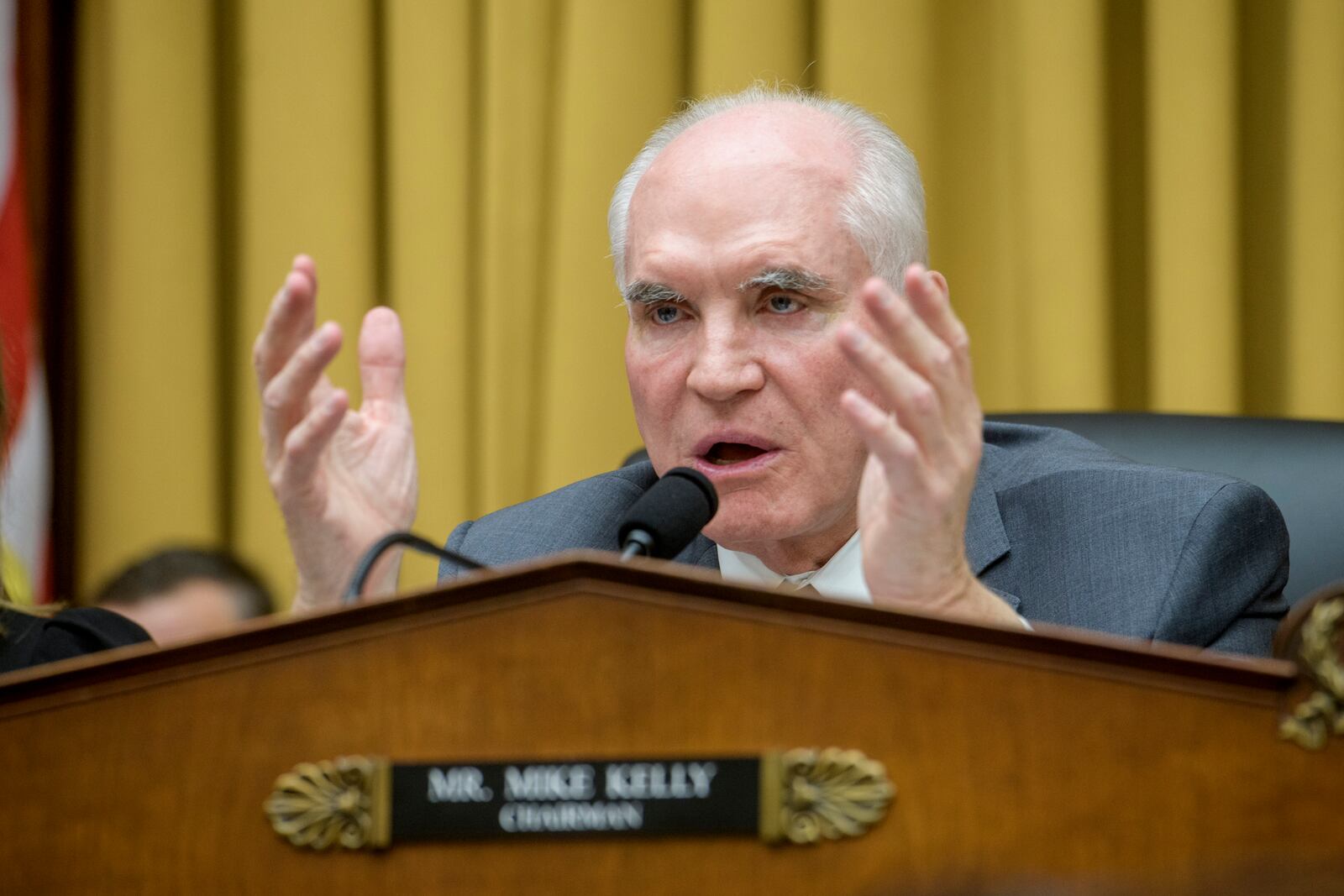 FILE - Rep. Mike Kelly, R-Pa., speaks during a hearing on the Secret Service's security failures regarding the assassination attempts on President-elect Donald Trump, Dec. 5, 2024, in Washington. (AP Photo/Rod Lamkey, Jr.)
