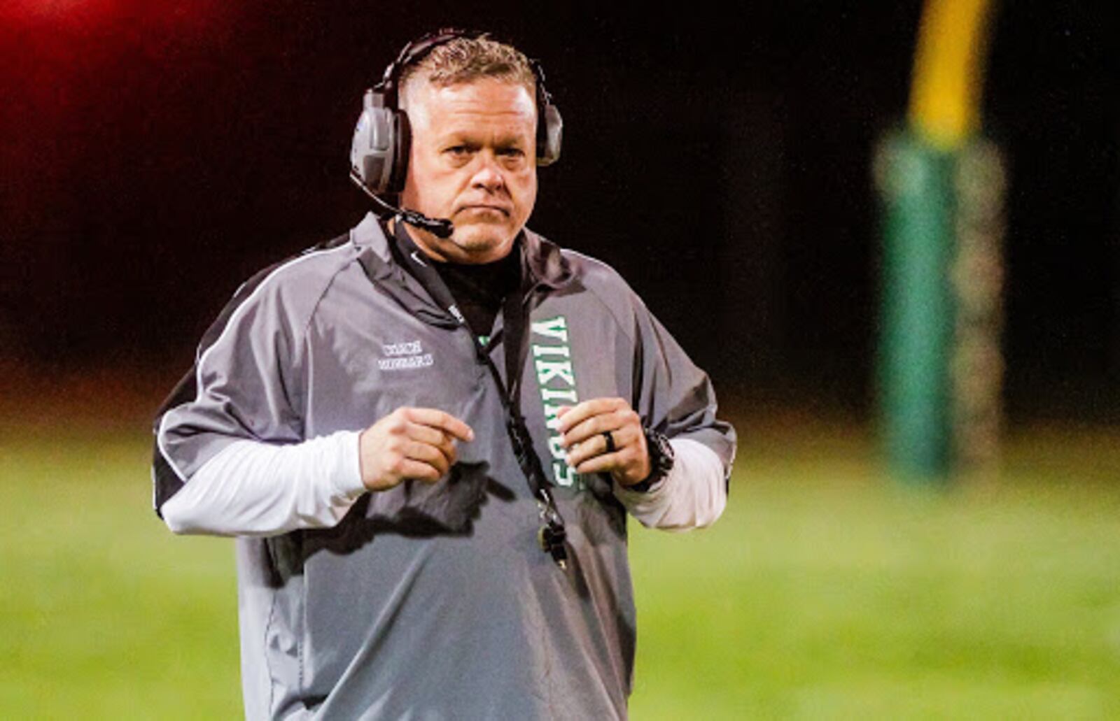 Former Madison High School Head Football Coach Jesse Hubbard's coaching contract was not renewed during a recent school board meeting and the Butler County Sheriff deputies were called out to the meeting for supporters who allegedly threatening board members. Hubbard, shown here in 2019 coaching New Miami High School's team, says there was no reason given to him for the contract's non-renewal and he said calling out deputies was an unwarranted over-reaction to the situation. (File Photo\Journal-News)