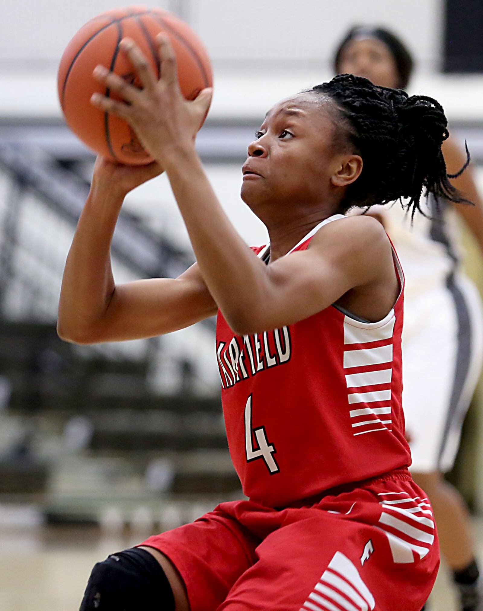 Fairfield guard Zahrya Bailey sets and hits for two points during Saturday afternoon’s Division I sectional game against Withrow at Lakota East. CONTRIBUTED PHOTO BY E.L. HUBBARD