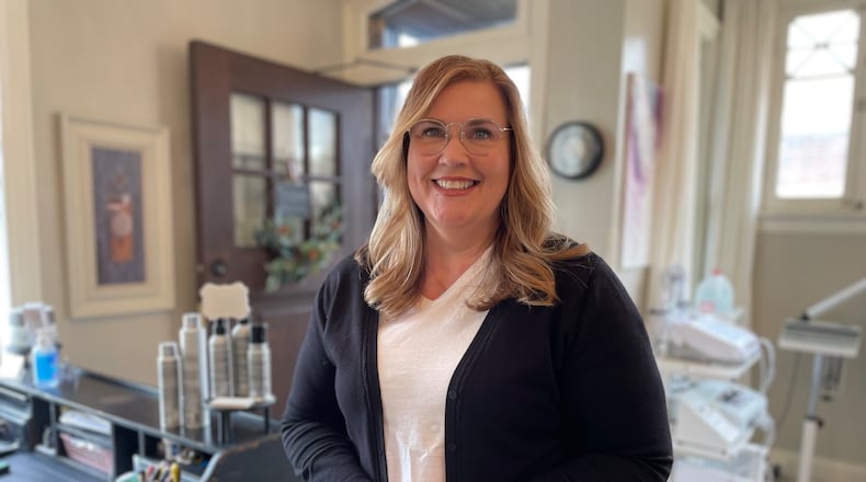 Dana Adams, owner of Selah Studio in German Village, injured her self in January 2023, and resulted in her needing emergency surgery. She returned to work on April 3. MICHAEL D. PITMAN/STAFF