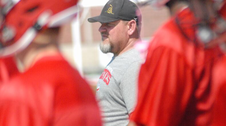 Madison High School football coach Steve Poff during a recent practice. Chris Vogt/CONTRIBUTED