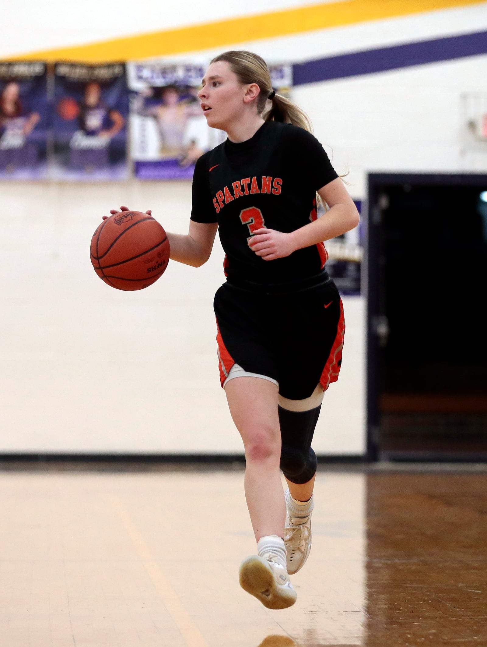 Waynesville senior Katie Berrey brings the ball up the floor. Bellbrook defeated Waynesville 61-30 in a Southwestern Buckeye League crossover game on Thursday, Feb. 12, 2026. STEVEN WRIGHT / STAFF