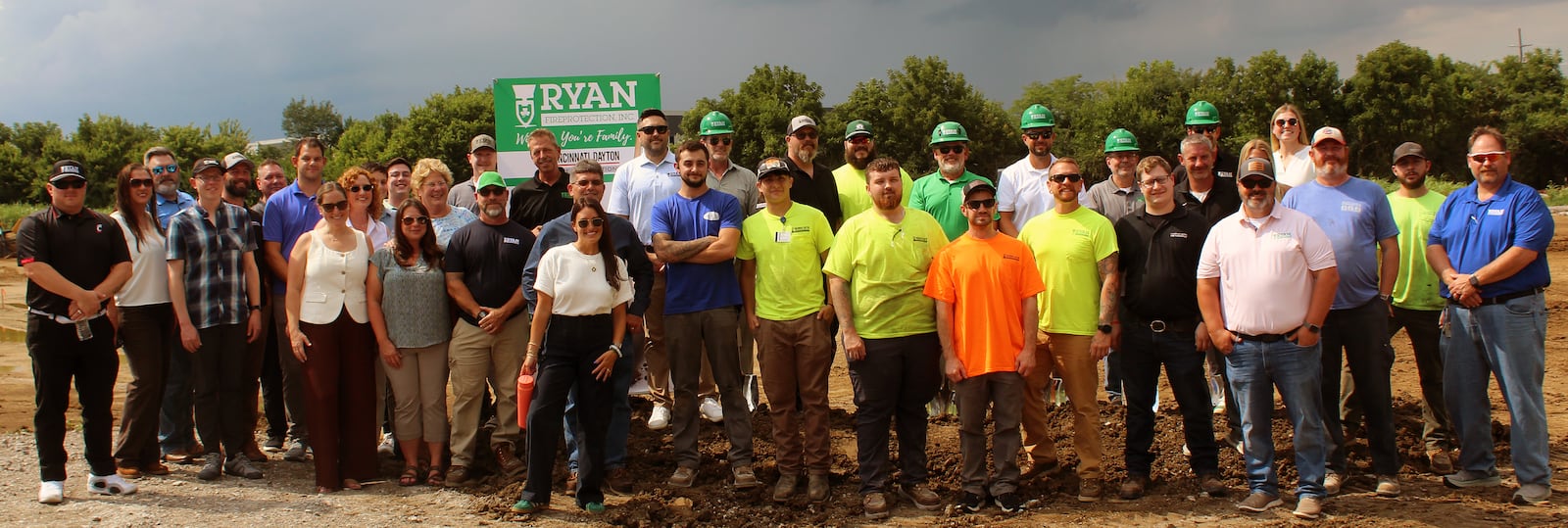 Employees from Cincinnati-Dayton Fire Protection and its parent company Ryan Fireprotection, gathered recently at 5200 Union Center Boulevard for a groundbreaking on a new facility to consolidate operations from two Sycamore Twp. facilities. SUE KIESEWETTER/CONTRIBUTED
