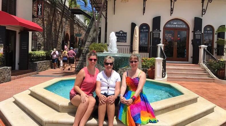 Franklin resident Jenna Tardiff (left) is pictured with her grandmother, Verna Gibson (middle) and mother, Linda Moore. The group is traveling on a Royal Caribbean cruise ship that had to change course due to Hurricane Irma. They are pictured here in Puerto Rico on Sept. 2. CONTRIBUTED