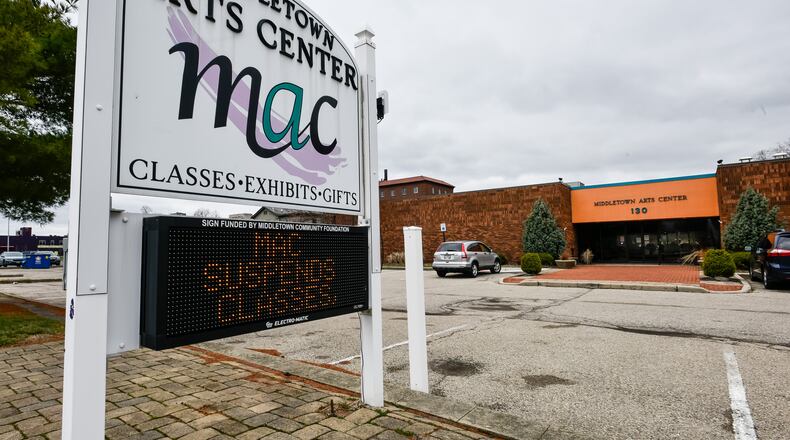 Middletown Arts Center has suspending classes, events and public access thru April 23. The Governor of Ohio ordered all schools to be closed for three weeks to help reduce the spread of coronavirus and many businesses and non-profits are following with similar closings. NICK GRAHAM / STAFF