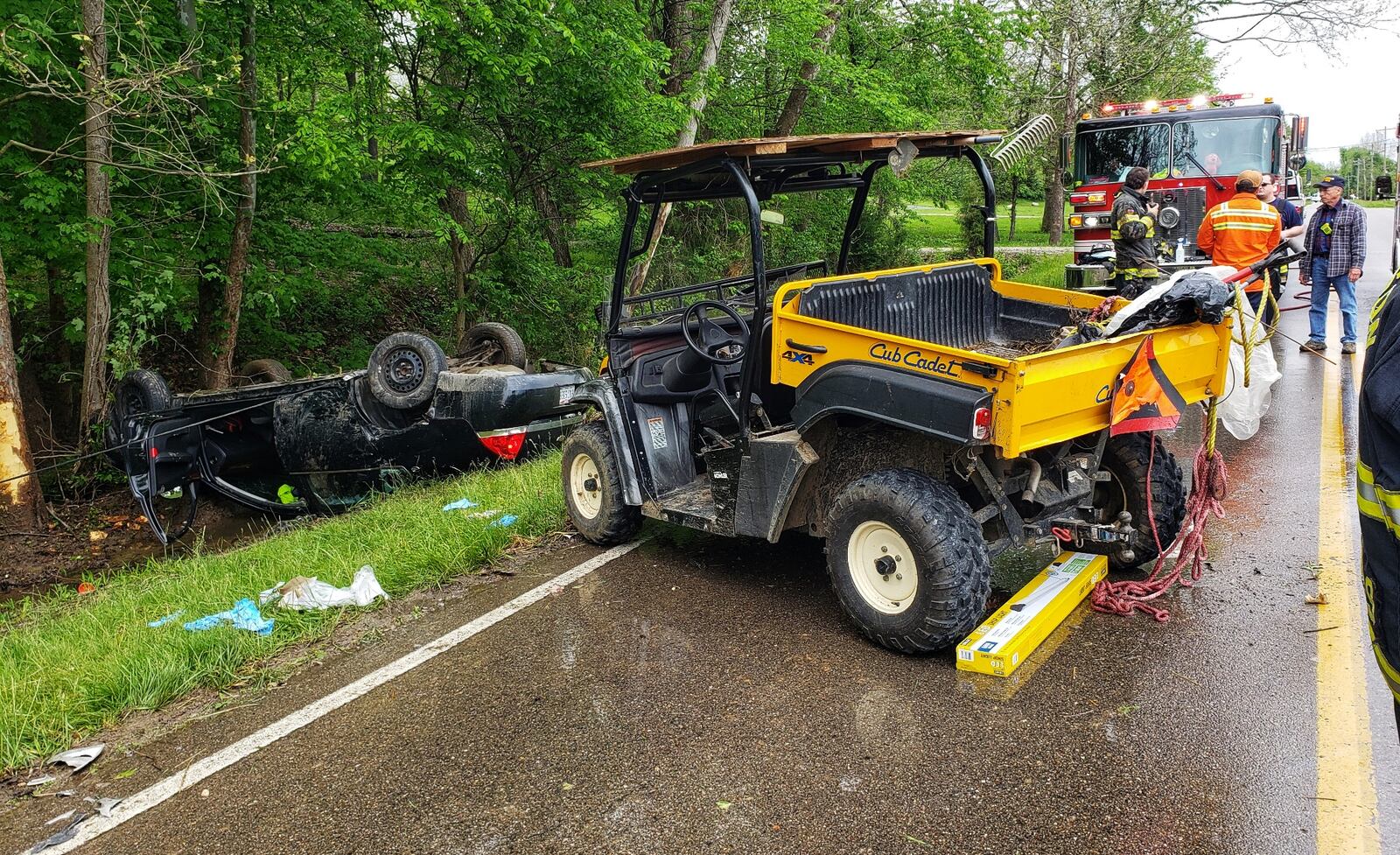 Crews responded to a crash in the 5700 block of Trenton-Franklin Road on Thursday, May 21, 2020. NICK GRAHAM / STAFF