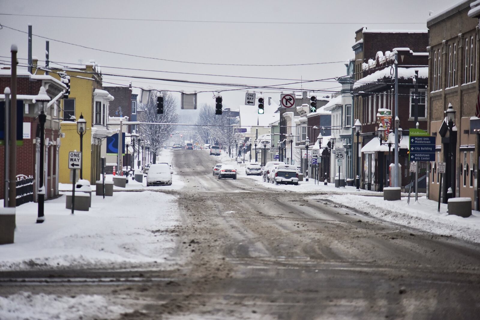 Several inches of snow, up to eight inches in some areas, fell across Butler County overnight from Monday, Feb. 8, 2021 to Tuesday morning, Feb. 9, 2021. NICK GRAHAM / STAFF