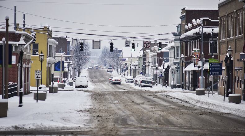 Several inches of snow, up to eight inches in some areas, fell across Butler County overnight from Monday, Feb. 8, 2021 to Tuesday morning, Feb. 9, 2021. NICK GRAHAM / STAFF