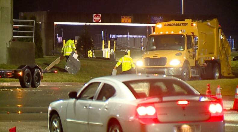 Crews clean up tornado damage at Cincinnati/Northern Kentucky International Airport. ADAM SCHRAND, WCPO