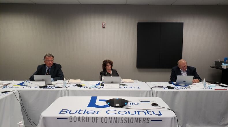 The Butler County commissioners changed venues for their annual budget hearing to the ninth floor of the Government Services Center so they can socially distance.