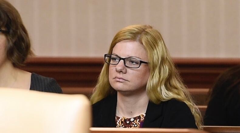 Lindsay Partin is pictured May 7 in Butler County Common Pleas Court before her case was continued until June 18.