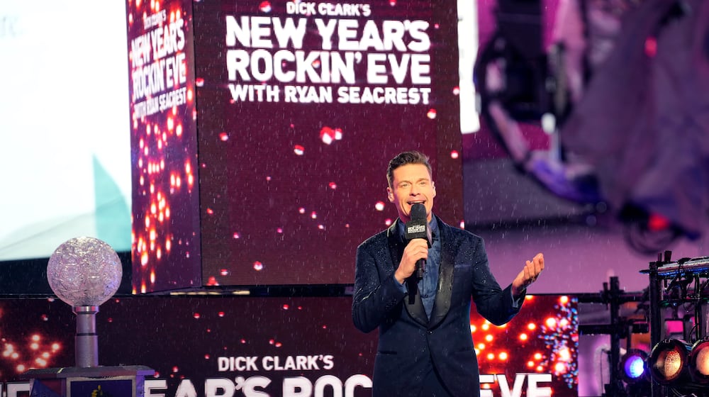 FILE - Ryan Seacrest hosts "Dick Clark's New Year's Rockin' Eve" during the Times Square New Year's Eve celebration on Tuesday, Dec. 31, 2024, in New York. (Photo by Charles Sykes/Invision/AP, File)
