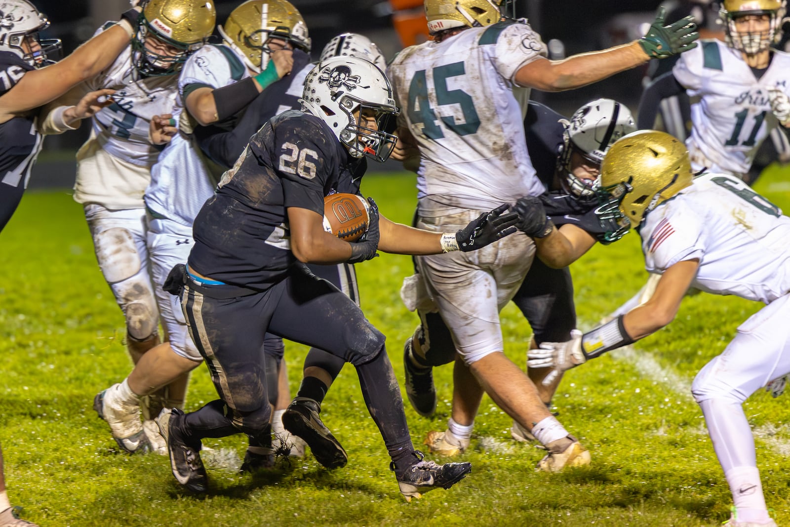 Greenon High School senior Kai Ricks runs the ball during their game against Catholic Central on Friday, Oct. 10 at Greenon Stadium in Springfield. The Knights won 21-19. RODNEY GETZ / CONTRIBUTED PHOTO