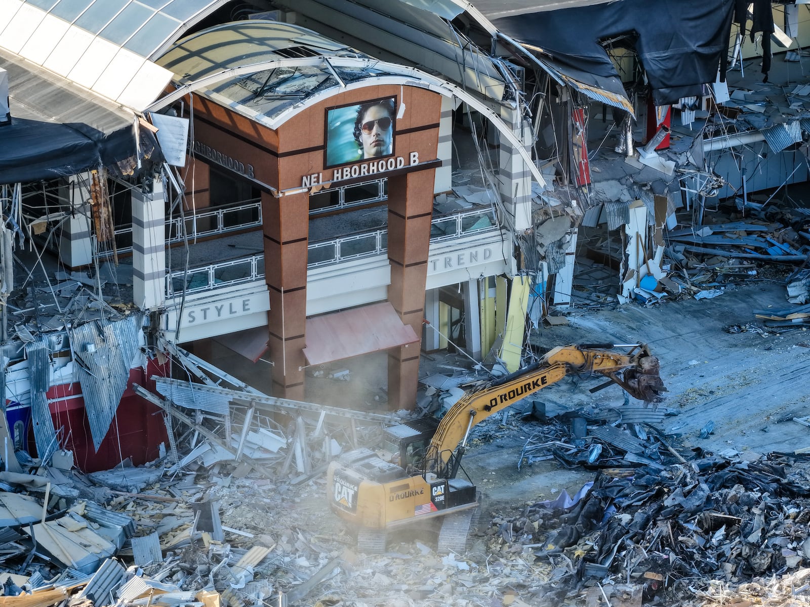 Demolition continues at the former Cincinnati Mall/Forest Fair Mall location Wednesday, Jan. 7, 2026. NICK GRAHAM/STAFF