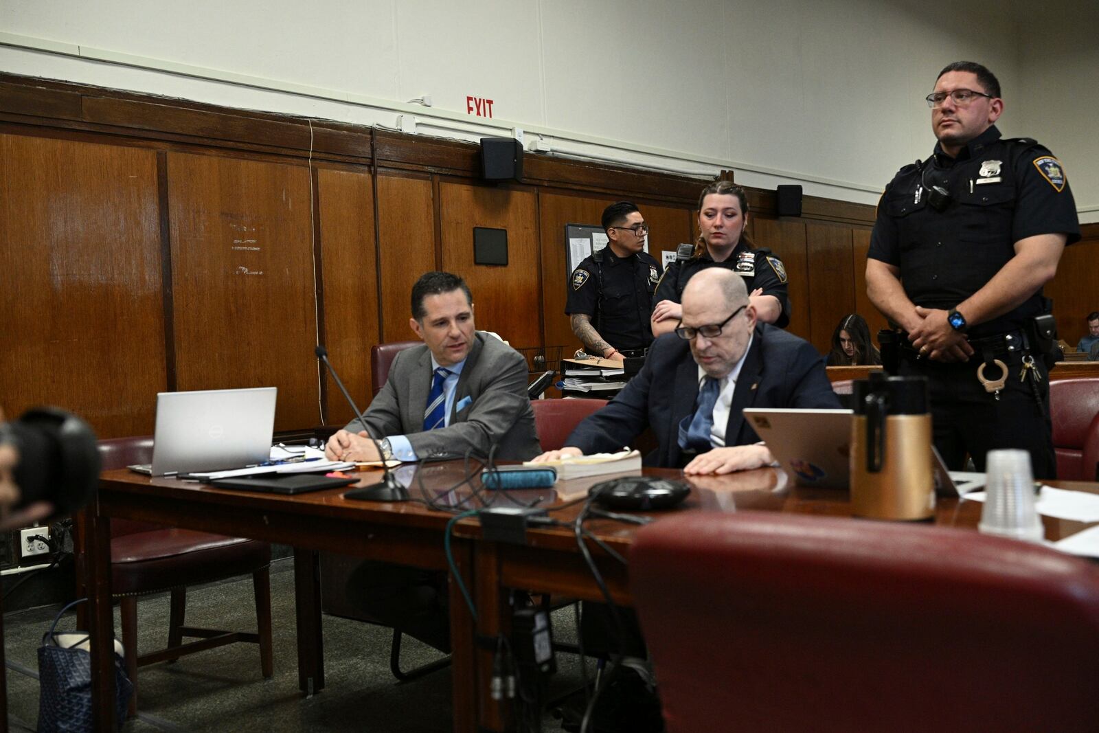 Harvey Weinstein appears in Manhattan Supreme Court on the second day of jury selection in the rape trial against him, in New York, Wednesday, April 16, 2025. (Curtis Means/Pool Photo via AP)