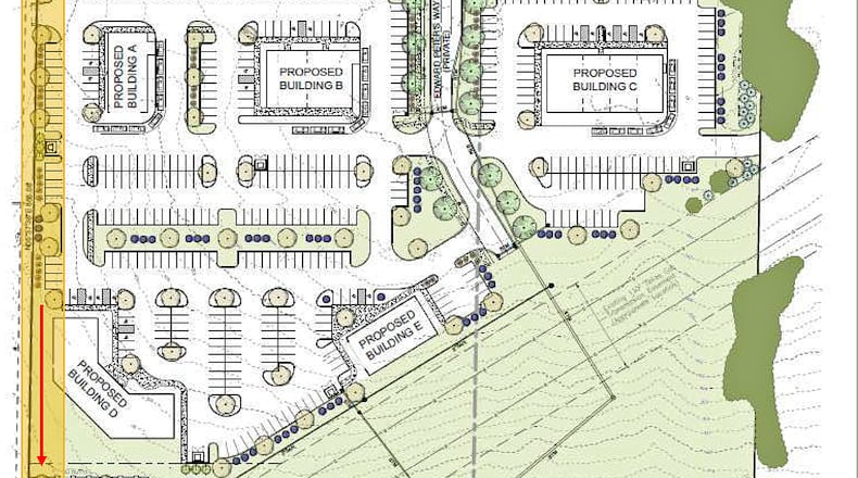 Liberty Twp. trustees approved plans for the Princeton Glen development on Princeton Road, east of Ohio 747. It will have five buildings. Contributed photo