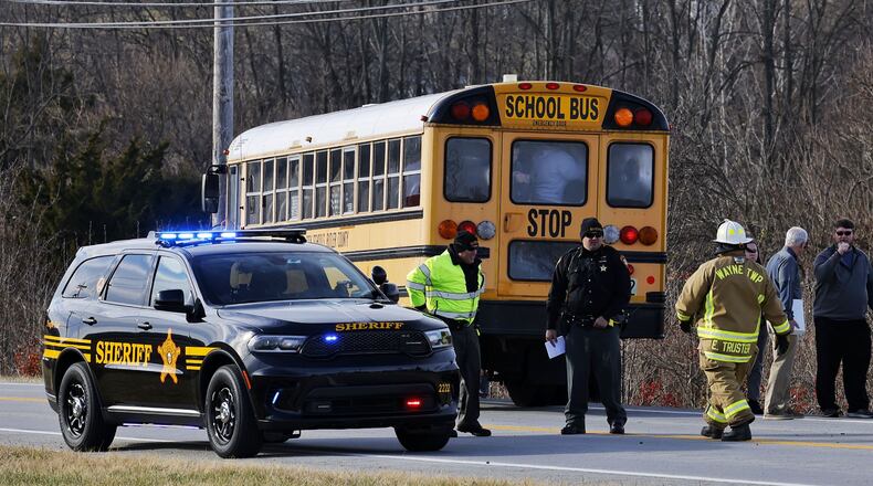 A bus crash in the Edgewood school system temporarily stranded 22 students but none of them were injured, say school officials on the scene. The crash, which occurred at approximately 2:30 p.m., involved another vehicle at the intersection of SR 73 and SR 503 in Butler County’s Wayne Twp. (Photo By Nick Graham\Journal-News)