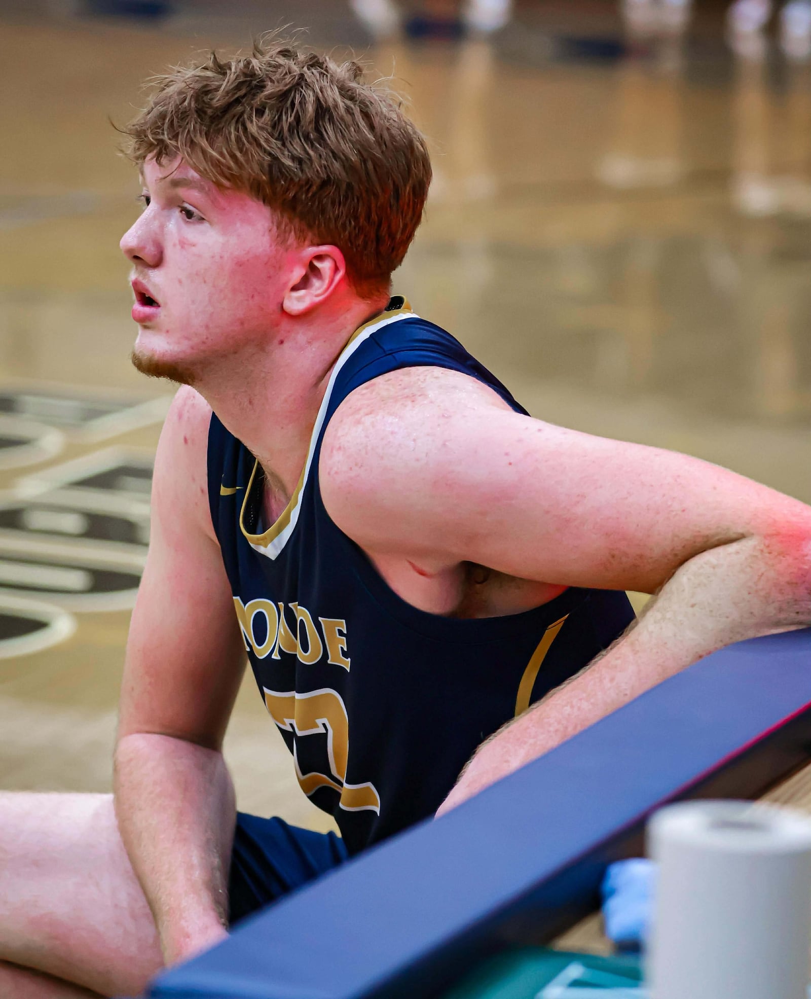 Monroe’s Steven Rude checks in at the scorer’s table before entering the game against Edgewood on Friday, Jan. 23, 2026 at Edgewood’s Ron Kash Court. NOAH PITZER / CONTRIBUTED