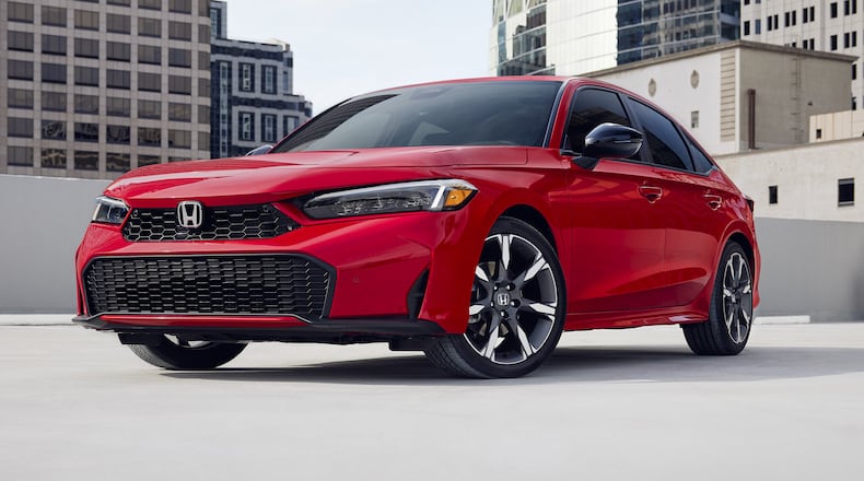 This photo provided by Honda shows the 2026 Civic sedan, an affordable and highly rated compact car. (Courtesy of American Honda Motor Co. via AP)