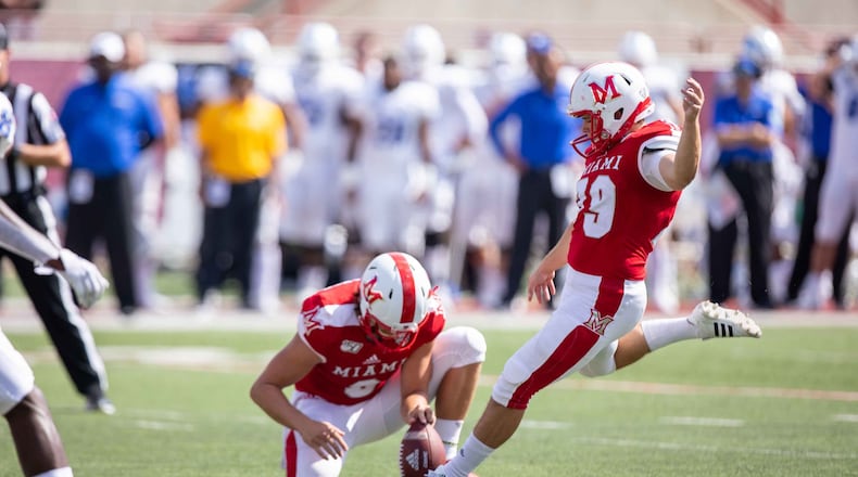 Miami kicker Sam Sloman was selected in the seventh round of the NFL Draft by the Los Angeles Rams. Photo Courtesty of Miami Athletics