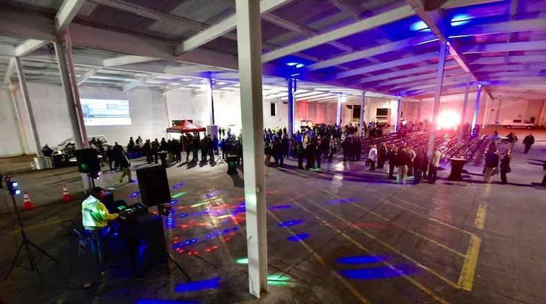 Hamilton held its State of the City event at the site of the coming Spooky Nook Sports Champion Mill project on Thursday, Oct. 17, 2019. Attendees sat in a large room that will eventually be the lobby of the facility, officials said. NICK GRAHAM / STAFF