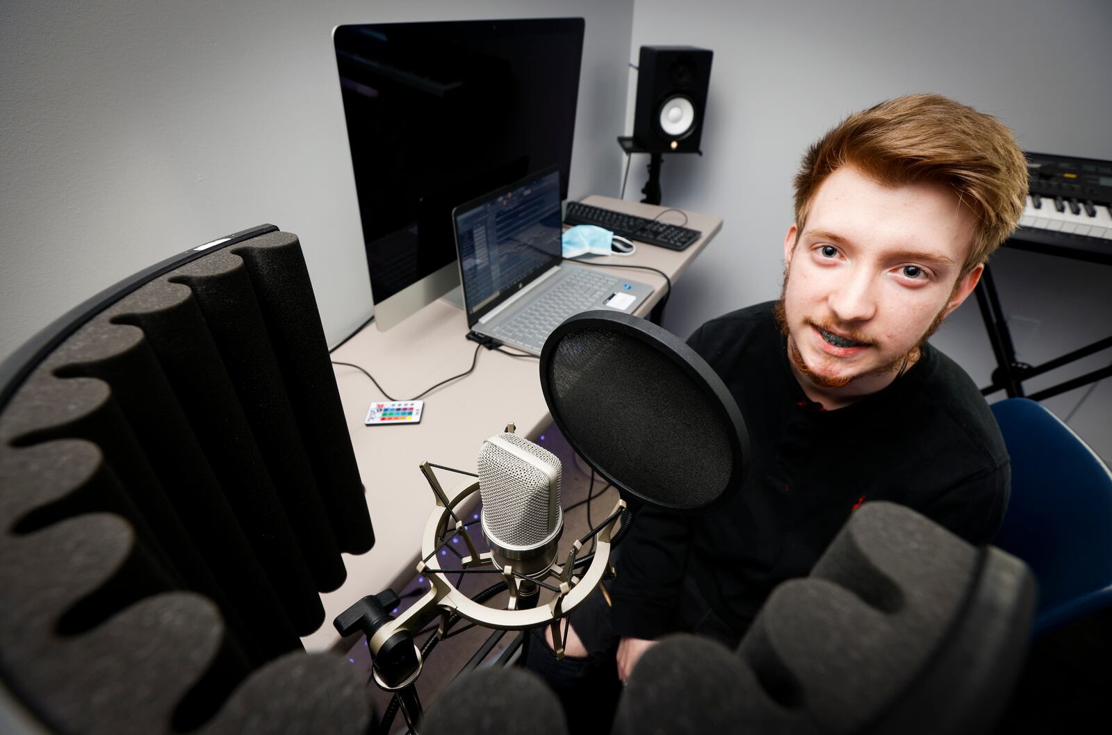 Grayson Morley, 17, a student at Butler Tech School of the Arts who has cerebral palsy, has created a rap song with a video on Youtube and available on music streaming apps. NICK GRAHAM/STAFF  