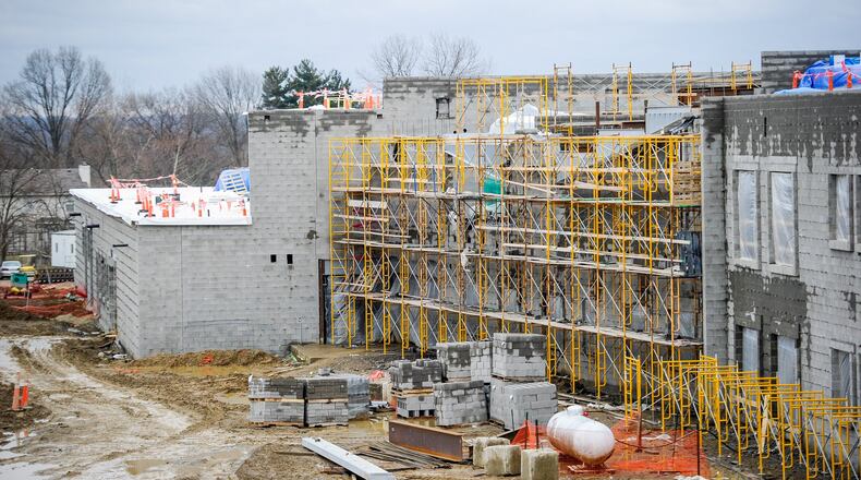 Construction continues on the new Middletown middle school Tuesday, Feb. 7 in Middletown. NICK GRAHAM/STAFF