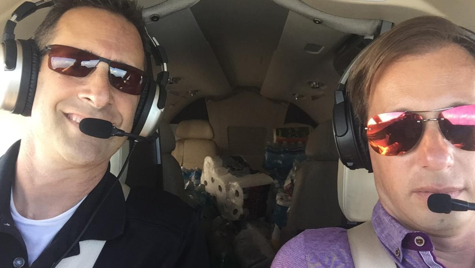 Nathan Zucker (left) and Zev Freidus flew emergency supplies to Key West last week in the aftermath of Hurricane Irma. (Photo provided)