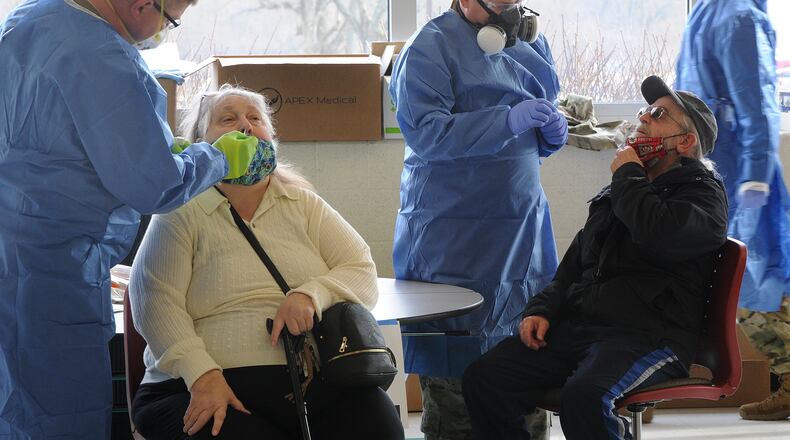 Free COVID-19 tests were available at the old Greene County Technology Center near Xenia on Dec. 15, 2020. MARSHALL GORBY\STAFF